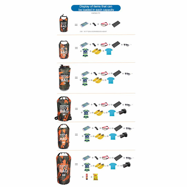 Waterproof Dry Bag , Roll Top Sack Keeps Gear Dry for Rafting,