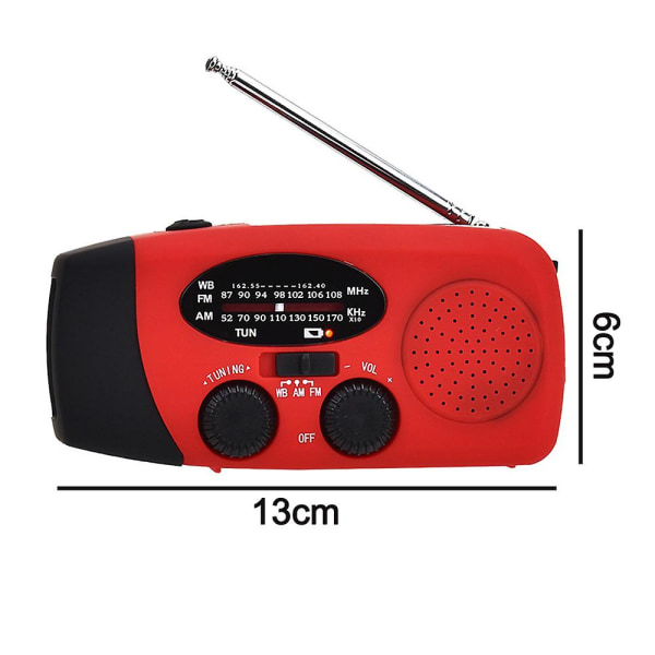 Solar nödväder Am Fm Noaa/wb Handvev Radio 2000mah