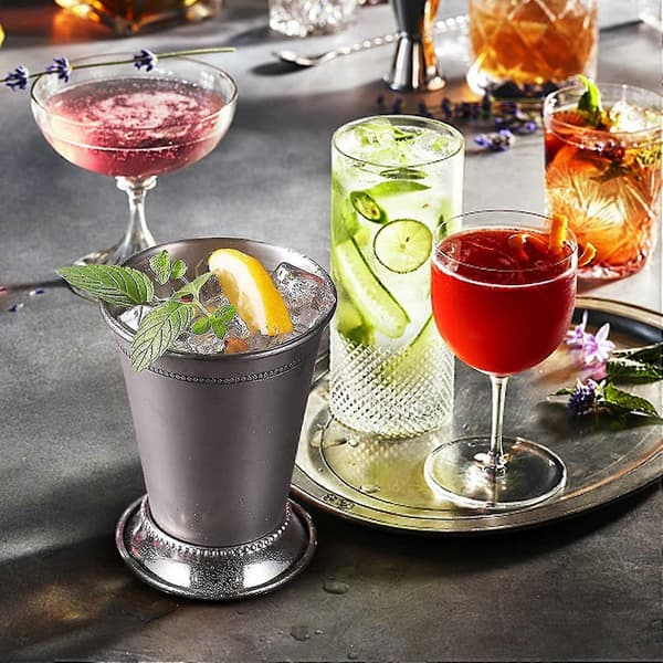 Julep-kopp i rustfritt stål 400 ml/14 oz, sølvbelagt perle-mintkopp Moscow Mule-kopp