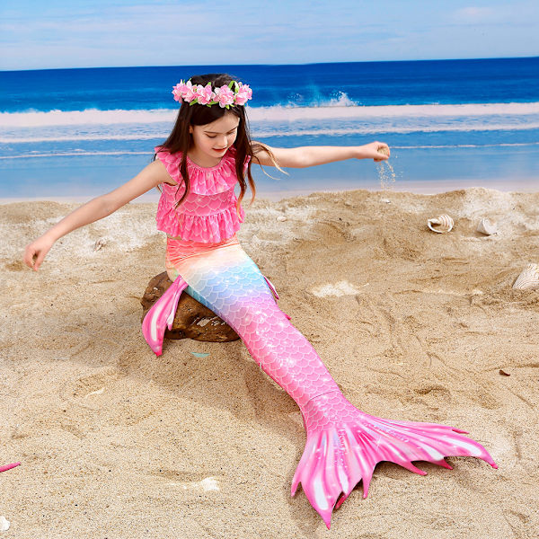 Barns Mermaid Tail Baddräkt slickar Baddräkt Byxor Baddräkt F 120