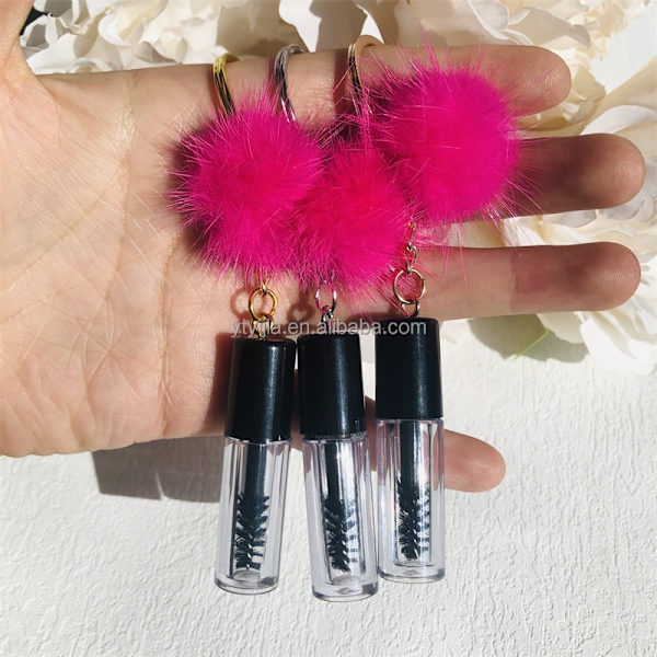 Ny populär mini mascaraborste med puffboll 3pcs Rose red
