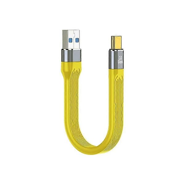 (Uusi) 100W 10Gbps USB–USB-C/Type-C FPC joustava datakaapeli, pituus: 13,8 cm Yellow