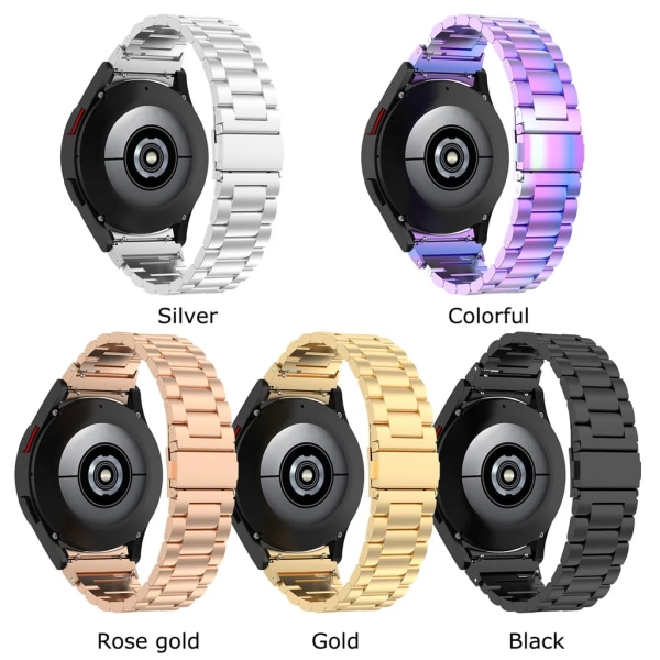 Rustfritt stål klokke med tre perler for Samsung Galaxy Watch 4 Samsung Watch 4 Classic reservedeler (fargerike) Färgrik