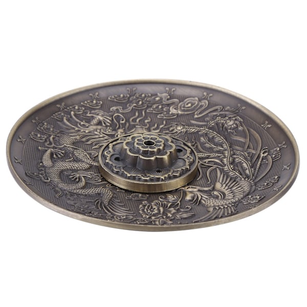Dragemønster Sink Legering Røkelsesbrennerholder for Soverom og Tempel - Bronse Røkelseskar