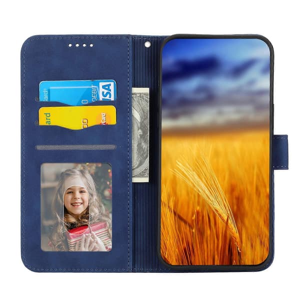 (Ny) För Samsung Galaxy A72 5G / 4G Dierfeng Dream Line TPU + PU Läder Telefonfodral Blue
