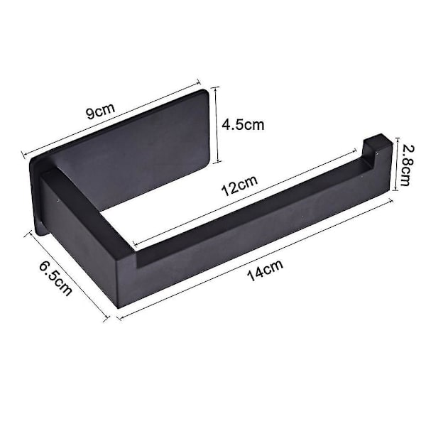 Toilet Roll Holder Without Drilling, Self Adhesive Toilet Roll Holder (Color: Black)