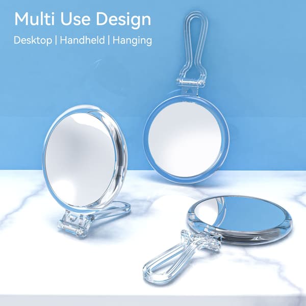 【YD】Handheld Mirror with 10x Magnification, 2 Sides with Adjustable Stand, Foldable and Portable, Suitable for Makeup, Shaving, Deep Cleaning