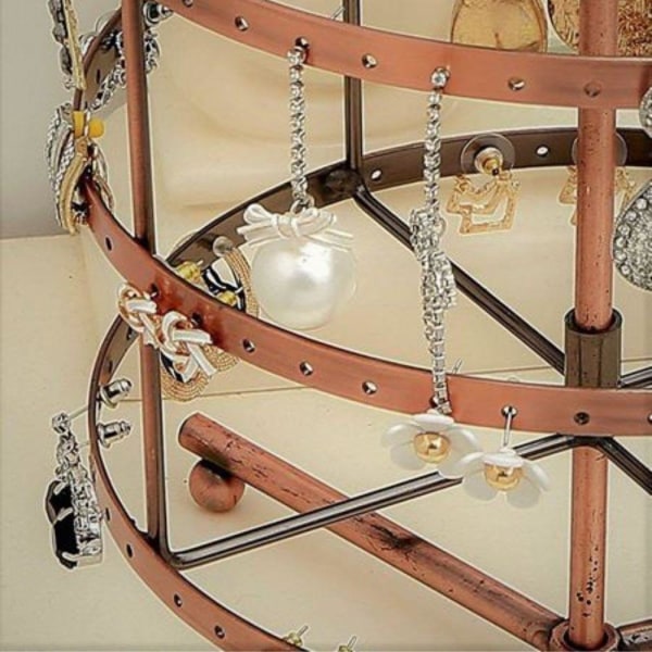 Rotating jewelry stand for earrings with 4 levels, bronze