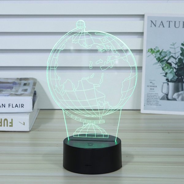 Mini Globusformet LED Nattelys - 7 Farger Visuell Optisk Lampe for Hjemmedekorasjon og Gave