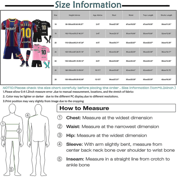 Barcelona hjem og borte Messi nr. 10 draktsett 20-21, egnet for voksne og barns kampuniformer XL