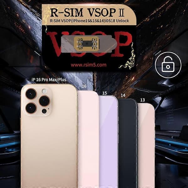 R-SIM VSOP 2 SIM-oplåsningschip med SED/MEP-tilstand til iPhone 13-16 Dual SIM-modeller Not Specified