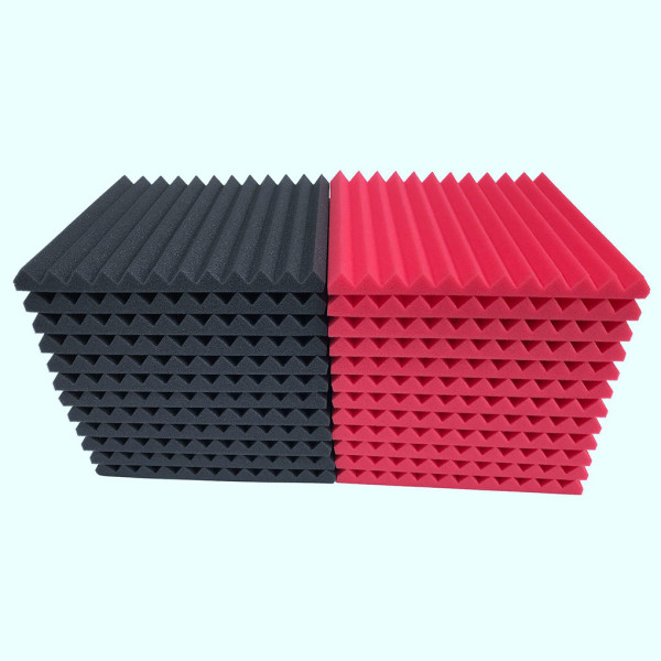 24 STK 30*30*2,5 cm Lydisolering Acoustic Wedge Studio Absorpsjon Red 12pcs