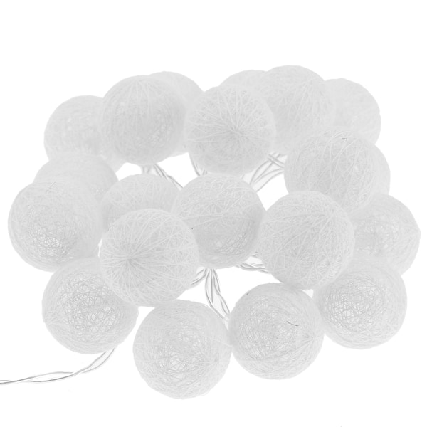 2M 20 LED Varmvita Bomullsbollsträngljus - Batteridriven för Inomhus Juldekoration