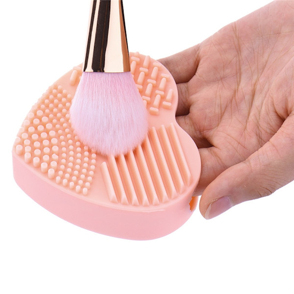 Färgglad hjärta Form rengöring Makeup borste rengöringsverktyg Pink