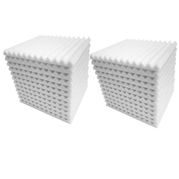 24 STK 30*30*2,5 cm Lydisolering Acoustic Wedge Studio Absorpsjon White 24pcs