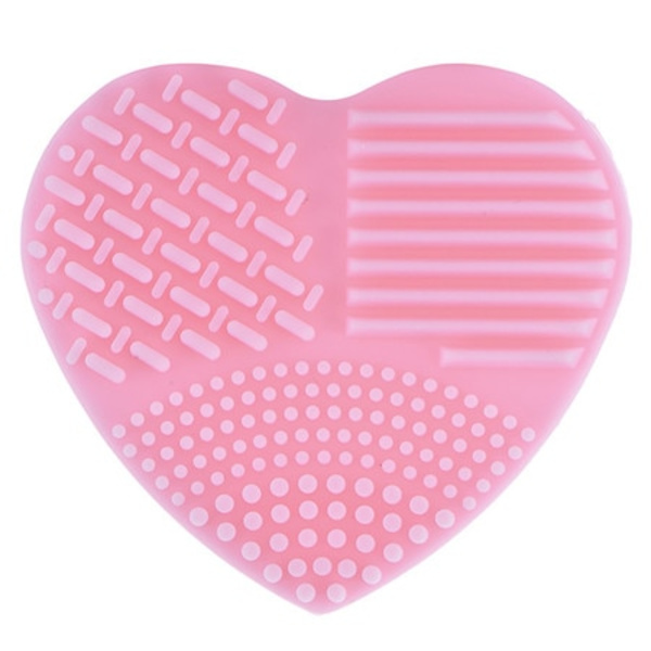 Färgglad hjärta Form rengöring Makeup borste rengöringsverktyg Pink