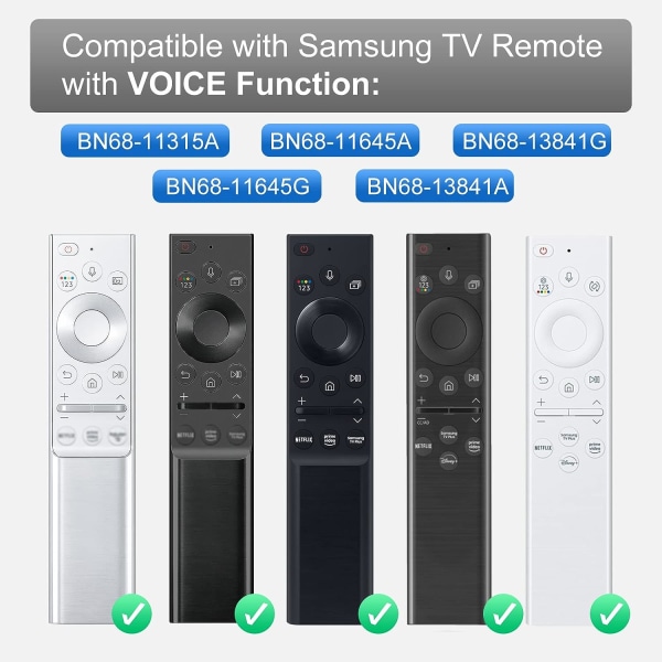 Ersättningsröstfjärrkontroll för Samsung TV, endast för Samsung TV fjärrkontroll med röstfunktion, för Samsung