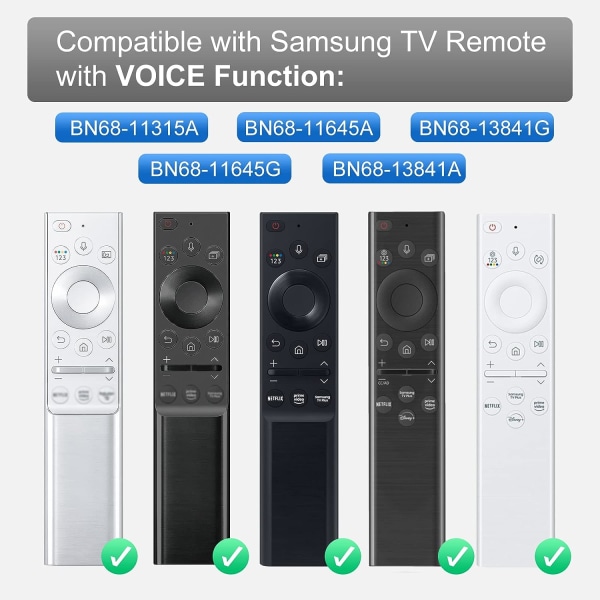 Erstatningsstemmefjernkontroll for Samsung TV-er, kun for Samsung TV-fjernkontroll med stemmefunksjon, for Samsung