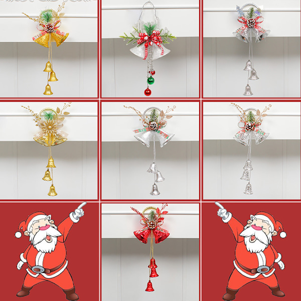 Julbeller DIY Julgransdekorationer Ornament Shopping Mall Fönster Semester Dubbelklocka Ornament Silver Sequin Tree