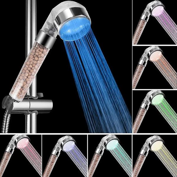 Led handdusch Vattenbesparande huvud Temperaturen ändrar färg