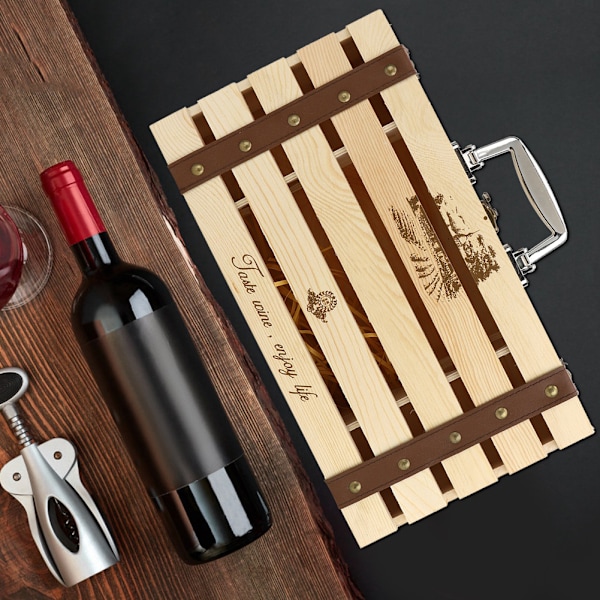 Elegant Hulten Trevinboks for To Flasker Rødvin - Slank Rett Bar Design