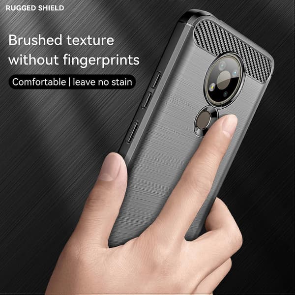 (Ny) För Nokia 3.4 Borstad Textur Kolfiber TPU Mobilskal Black