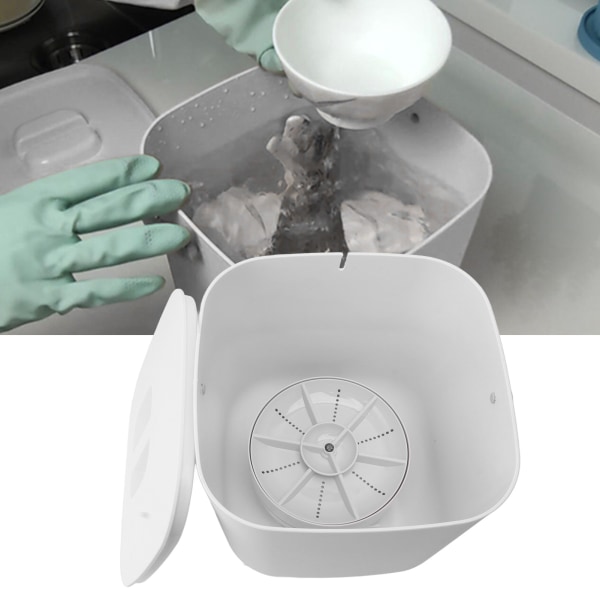 Mini opvaskemaskine 18W 8,5V 2A 2000mah bærbar bordopvaskemaskine til service Frugt Grøntsag Hvid