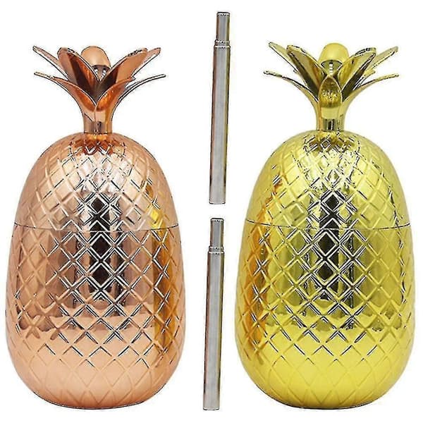 Sett Ananas Kopp Cocktail Kopp Sugerør Ananas Kopp Cocktail Kopp For Feriefest