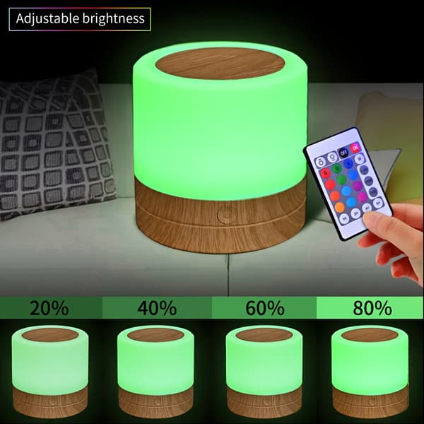 [YD]Touch Natlampe Bærbar Mini LED Justerbar Farve Wood Grain