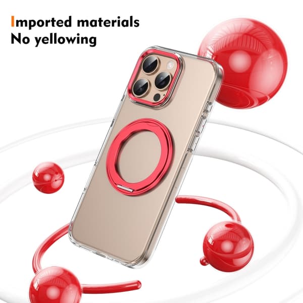 【YD】iPhone 16 Pro Iskold Roterende Ringholder PC MagSafe Cover Röd