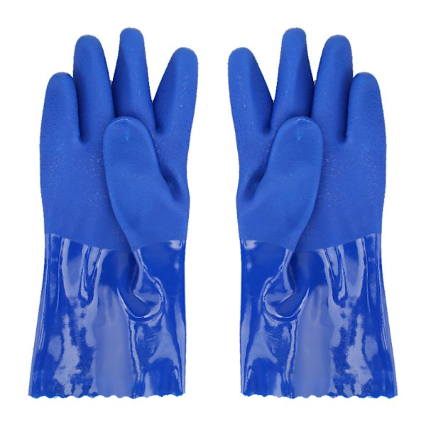 PVC-handskar med kemikalieresistens, stickad bomullsfoder och raka ärmar, halkfria (XL)