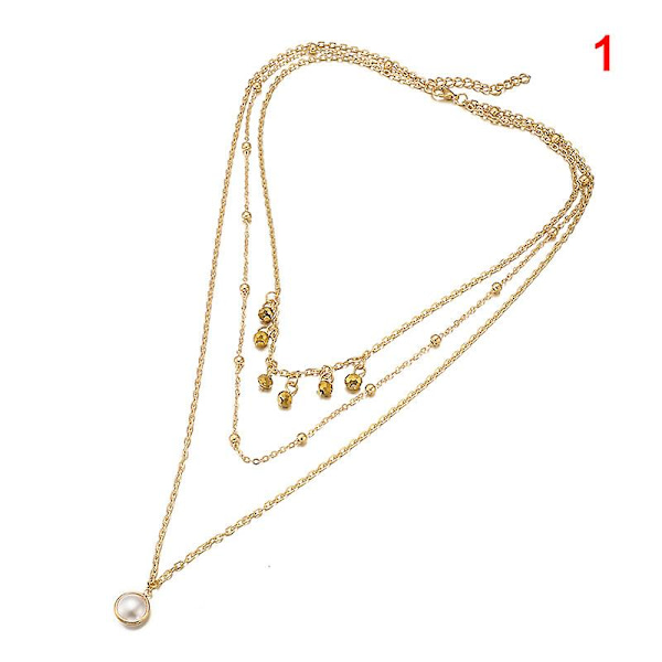 Ladies Layer Halsband Alloy Pearl Star Moon Starfishs smycken