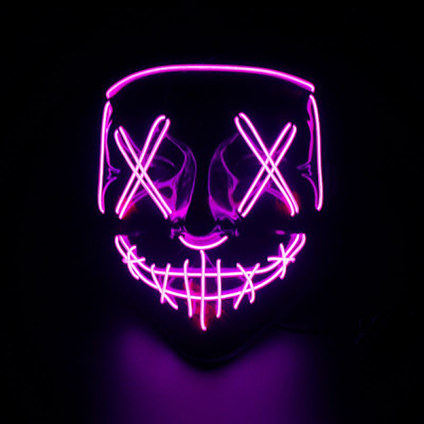 Led glödmask halloween dress up rekvisita purple