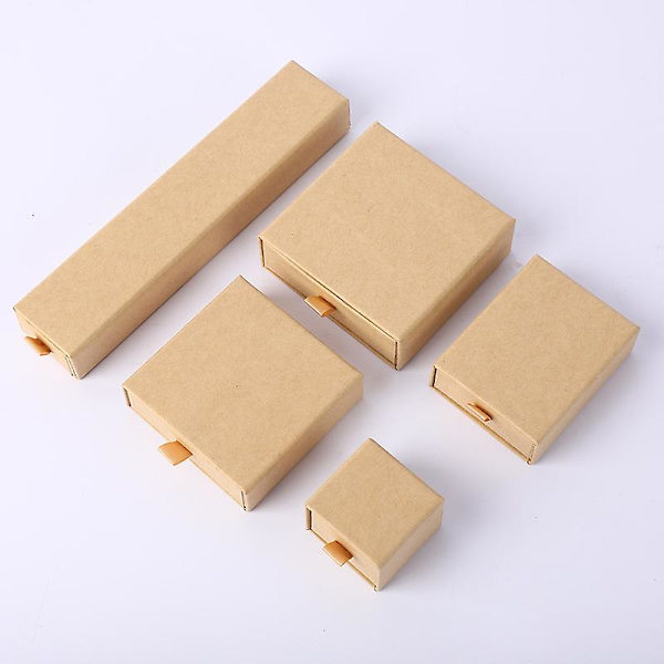 1I tjock papperslåda smyckeskrin för case brown 8x8x2.5cm