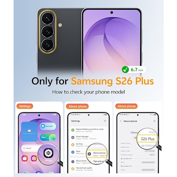【YD】FNTCASE for Samsung Galaxy S26 Plus Case with Screen Protector, Compatible with MagSafe, Translucent Matte, Full Camera Protection, Shockproof Black