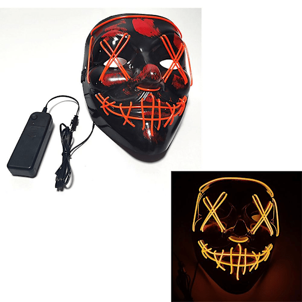 Neon Needlework Glow LED Halloween Purge Maske for Cosplay Party Kostüm Orange Light