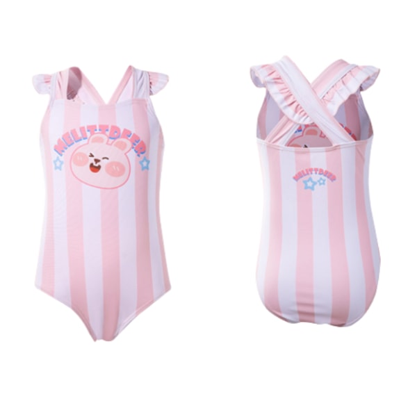 Girls One Piece Cartoon Quick Dry Badedrakt Striped bunny 120