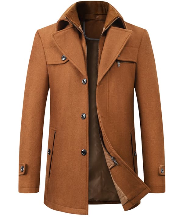 【YD】Men's Wool Coat, Autumn & Winter, Double Collar, Wool Coat, Thick Wool Coat, Long Jacket Camel camel m
