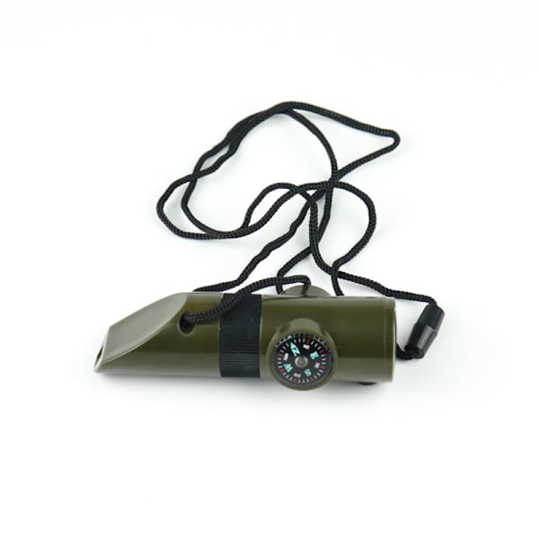 Outdoor Multifunctional Whistle Survival Whistle with LED Light Thermometer Compass