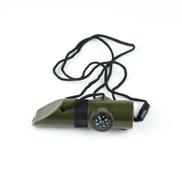 Udendørs multifunktionel Whistle Survival Whistle med LED lys termometer kompas