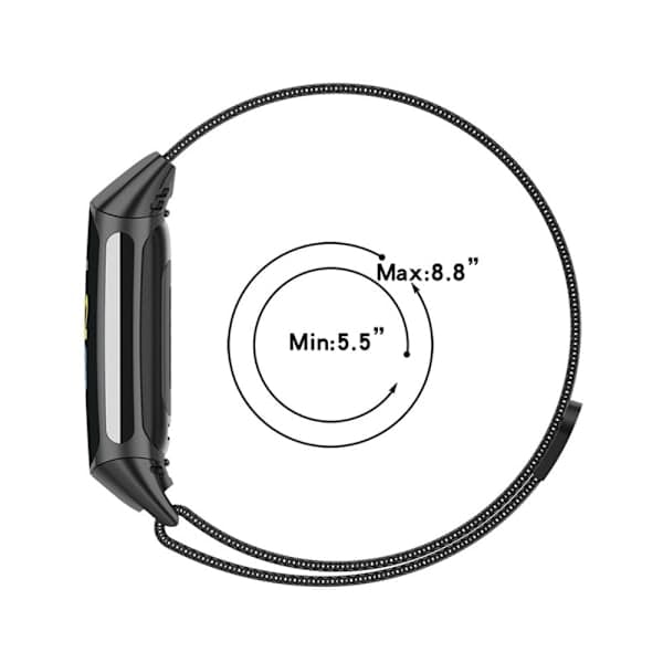 【YD】Fitbit Charge 6 / 5 Metallarmbånd Milanese Loop Svart