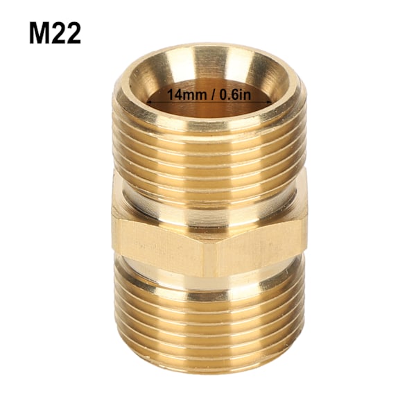 Messing M22 Hann-gjengeadapter for høytrykkssprøyter - 14mm Slangekoblingskobling