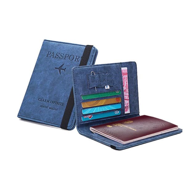【YD】RFID-skyddad reseplånbok passhållare Blå blue 1-Pack