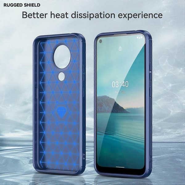 (Ny) För Nokia 3.4 Borstad Textur Kolfiber TPU Mobilskal Blue