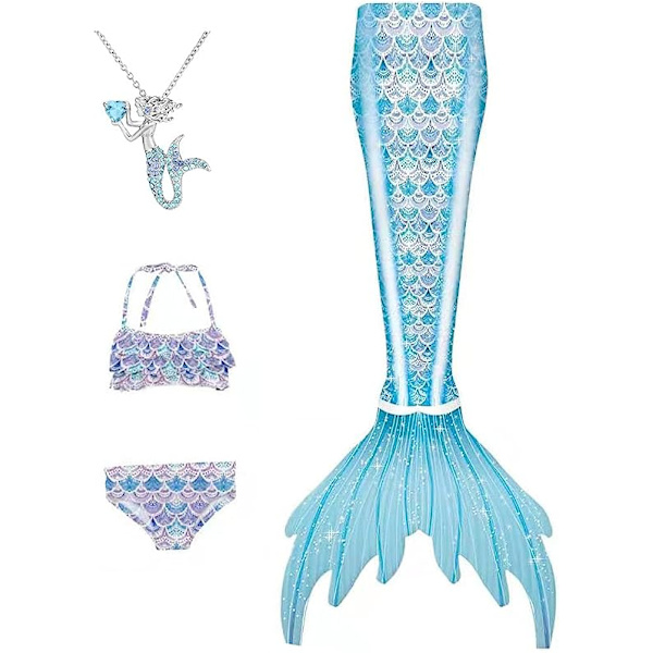Tyttöjen Mermaid Tail -uimapukuasu Prinsessa Bikini set E401 3-4 Years