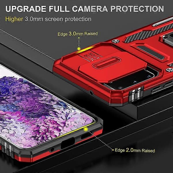 (Ny) Til Samsung Galaxy S20+ Armor PC + TPU Kameraskjold Telefoncover Red