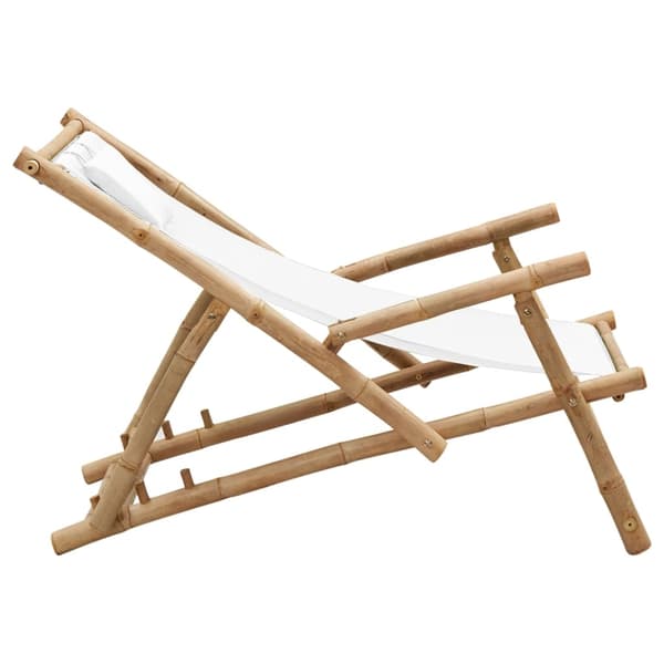 【YD】vidaXL Solstol bambu och kanvas gräddvit Vit 8500