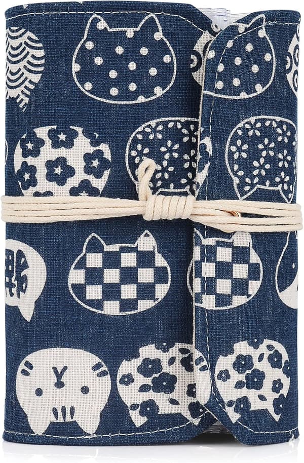 【YD】Circular Knitting Needle Storage Bag, Compact Empty Circular Needle Case, Circular Needle Holder with 11 Transparent Zipper Pockets Blue