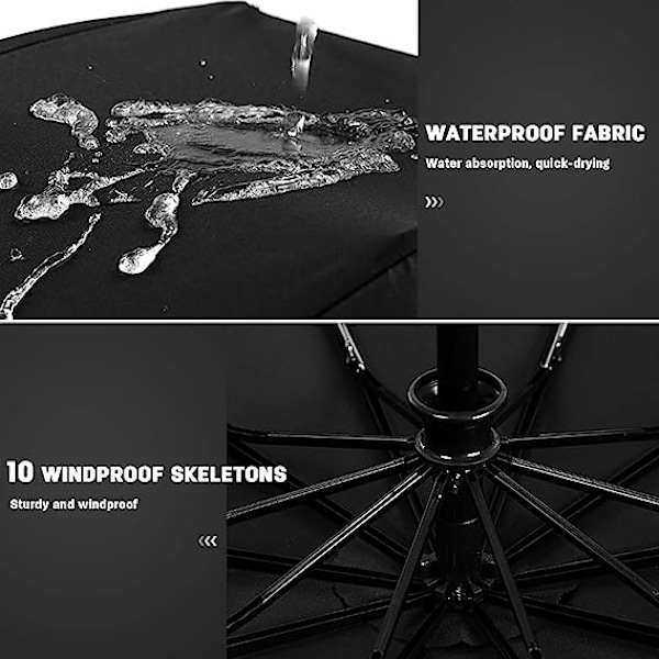 Black and red man woman automatic folding umbrella windproof bus