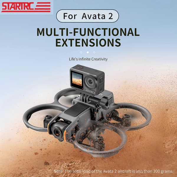 För DJI Avata 2 STARTRC Actionkamerafäste Drönare Expansionsfäste (Svart) Black
